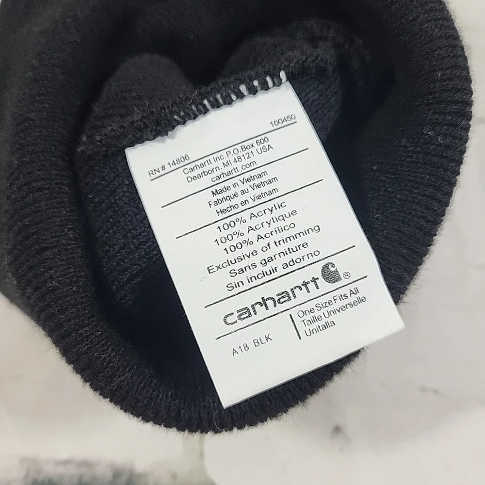 Carhartt A18 Beanie Hat‎ Unisex One Size Black Stretch Workwear Cap